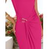 imageZESICA Womens 2025 Summer Mock Neck Casual Bodycon Dress Cap Sleeve Elegant Cocktail Party Long Midi DressesRose