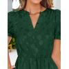 imageZESICA Womens 2025 Summer Puff Short Sleeve Midi Dress V Neck Floral Textured Ruffle Flowy Beach Party DressesGreen