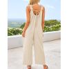 imageZESICA Womens Sleeveless V Neck Jumpsuits Summer Casual Loose One Piece Overalls Oversized Wide Leg Rompers with PocketsApricot