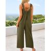 imageZESICA Womens Sleeveless V Neck Jumpsuits Summer Casual Loose One Piece Overalls Oversized Wide Leg Rompers with PocketsArmy