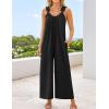 imageZESICA Womens Sleeveless V Neck Jumpsuits Summer Casual Loose One Piece Overalls Oversized Wide Leg Rompers with PocketsBlack