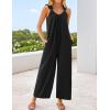 imageZESICA Womens Sleeveless V Neck Jumpsuits Summer Casual Loose One Piece Overalls Oversized Wide Leg Rompers with PocketsBlack