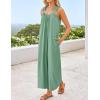imageZESICA Womens Sleeveless V Neck Jumpsuits Summer Casual Loose One Piece Overalls Oversized Wide Leg Rompers with PocketsGreen