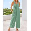 imageZESICA Womens Sleeveless V Neck Jumpsuits Summer Casual Loose One Piece Overalls Oversized Wide Leg Rompers with PocketsGreen