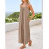 imageZESICA Womens Sleeveless V Neck Jumpsuits Summer Casual Loose One Piece Overalls Oversized Wide Leg Rompers with PocketsKhaki