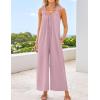 imageZESICA Womens Sleeveless V Neck Jumpsuits Summer Casual Loose One Piece Overalls Oversized Wide Leg Rompers with PocketsPink