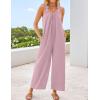 imageZESICA Womens Sleeveless V Neck Jumpsuits Summer Casual Loose One Piece Overalls Oversized Wide Leg Rompers with PocketsPink