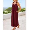 imageZESICA Womens Sleeveless V Neck Jumpsuits Summer Casual Loose One Piece Overalls Oversized Wide Leg Rompers with PocketsWine