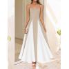 imageZESICA Womens Spaghetti Strap Maxi Dress 2025 Summer Sleeveless Color Block A Line Flowy Party DressesAlmond