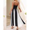 imageZESICA Womens Spaghetti Strap Maxi Dress 2025 Summer Sleeveless Color Block A Line Flowy Party DressesBlack