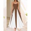 imageZESICA Womens Spaghetti Strap Maxi Dress 2025 Summer Sleeveless Color Block A Line Flowy Party DressesBrown