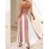 imageZESICA Womens Spaghetti Strap Maxi Dress 2025 Summer Sleeveless Color Block A Line Flowy Party DressesPink