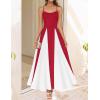 imageZESICA Womens Spaghetti Strap Maxi Dress 2025 Summer Sleeveless Color Block A Line Flowy Party DressesRed