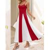 imageZESICA Womens Spaghetti Strap Maxi Dress 2025 Summer Sleeveless Color Block A Line Flowy Party DressesRed