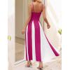 imageZESICA Womens Spaghetti Strap Maxi Dress 2025 Summer Sleeveless Color Block A Line Flowy Party DressesRose