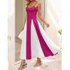 imageZESICA Womens Spaghetti Strap Maxi Dress 2025 Summer Sleeveless Color Block A Line Flowy Party DressesRose