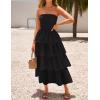 imageZESICA Womens Summer Boho Strapless Maxi Dress 2025 Casual Sleeveless Off Shoulder Smocked Tiered Beach Long SundressBlack