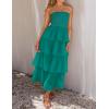 imageZESICA Womens Summer Boho Strapless Maxi Dress 2025 Casual Sleeveless Off Shoulder Smocked Tiered Beach Long SundressPeacock