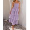 imageZESICA Womens Summer Boho Strapless Maxi Dress 2025 Casual Sleeveless Off Shoulder Smocked Tiered Beach Long SundressPurple