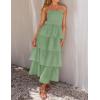 imageZESICA Womens Summer Boho Strapless Maxi Dress 2025 Casual Sleeveless Off Shoulder Smocked Tiered Beach Long SundressSage
