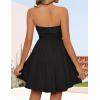 imageZESICA Womens Summer Sleeveless Mini Dress 2025 Sexy Strapless High Waist Pleated A Line Swing Party Short DressesBlack