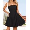 imageZESICA Womens Summer Sleeveless Mini Dress 2025 Sexy Strapless High Waist Pleated A Line Swing Party Short DressesBlack
