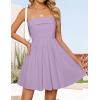 imageZESICA Womens Summer Sleeveless Mini Dress 2025 Sexy Strapless High Waist Pleated A Line Swing Party Short DressesPurple