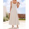 imageZESICA Womes Summer Sleeveless Striped Midi Dress 2025 Knit Casual Elegant A Line Swing Long DressesApricot