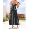 imageZESICA Womes Summer Sleeveless Striped Midi Dress 2025 Knit Casual Elegant A Line Swing Long DressesBlack