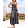 imageZESICA Womes Summer Sleeveless Striped Midi Dress 2025 Knit Casual Elegant A Line Swing Long DressesBlack