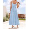 imageZESICA Womes Summer Sleeveless Striped Midi Dress 2025 Knit Casual Elegant A Line Swing Long DressesBlue