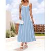 imageZESICA Womes Summer Sleeveless Striped Midi Dress 2025 Knit Casual Elegant A Line Swing Long DressesBlue