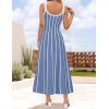 imageZESICA Womes Summer Sleeveless Striped Midi Dress 2025 Knit Casual Elegant A Line Swing Long DressesDusty Blue