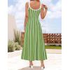 imageZESICA Womes Summer Sleeveless Striped Midi Dress 2025 Knit Casual Elegant A Line Swing Long DressesLight Green