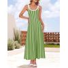 imageZESICA Womes Summer Sleeveless Striped Midi Dress 2025 Knit Casual Elegant A Line Swing Long DressesLight Green