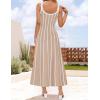 imageZESICA Womes Summer Sleeveless Striped Midi Dress 2025 Knit Casual Elegant A Line Swing Long DressesOatmeal