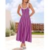 imageZESICA Womes Summer Sleeveless Striped Midi Dress 2025 Knit Casual Elegant A Line Swing Long DressesPlum