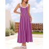 imageZESICA Womes Summer Sleeveless Striped Midi Dress 2025 Knit Casual Elegant A Line Swing Long DressesPlum