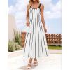 imageZESICA Womes Summer Sleeveless Striped Midi Dress 2025 Knit Casual Elegant A Line Swing Long DressesWhite