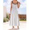 imageZESICA Womes Summer Sleeveless Striped Midi Dress 2025 Knit Casual Elegant A Line Swing Long DressesWhite