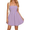 imageZESICA Womens Summer Sleeveless Mini Dress 2025 Sexy Strapless High Waist Pleated A Line Swing Party Short DressesPurple