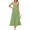 imageZESICA Womes Summer Sleeveless Striped Midi Dress 2025 Knit Casual Elegant A Line Swing Long DressesLight Green