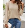imageZESICA Long Sleeve Eyelet Tops for Womens Crew Neck Spring Shirts Casual Loose Blouses Trendy Clothes