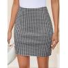 imageZESICA Plaid Mini Skirt for Womens 2025 Summer High Waist A Line Bodycon Pencil Skirts TrendyBlack