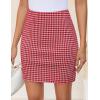 imageZESICA Plaid Mini Skirt for Womens 2025 Summer High Waist A Line Bodycon Pencil Skirts TrendyRed