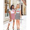 imageZESICA Plaid Mini Skirt for Womens 2025 Summer High Waist A Line Bodycon Pencil Skirts TrendyRed