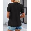imageZESICA Womens 2025 Short Sleeve Eyelet T Shirts Crew Neck Flowy Loose fit Summer Basic Casual BlousesBlack