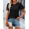 imageZESICA Womens 2025 Short Sleeve Eyelet T Shirts Crew Neck Flowy Loose fit Summer Basic Casual BlousesBlack