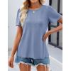 imageZESICA Womens 2025 Short Sleeve Eyelet T Shirts Crew Neck Flowy Loose fit Summer Basic Casual BlousesBlue