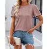 imageZESICA Womens 2025 Short Sleeve Eyelet T Shirts Crew Neck Flowy Loose fit Summer Basic Casual BlousesDustypink